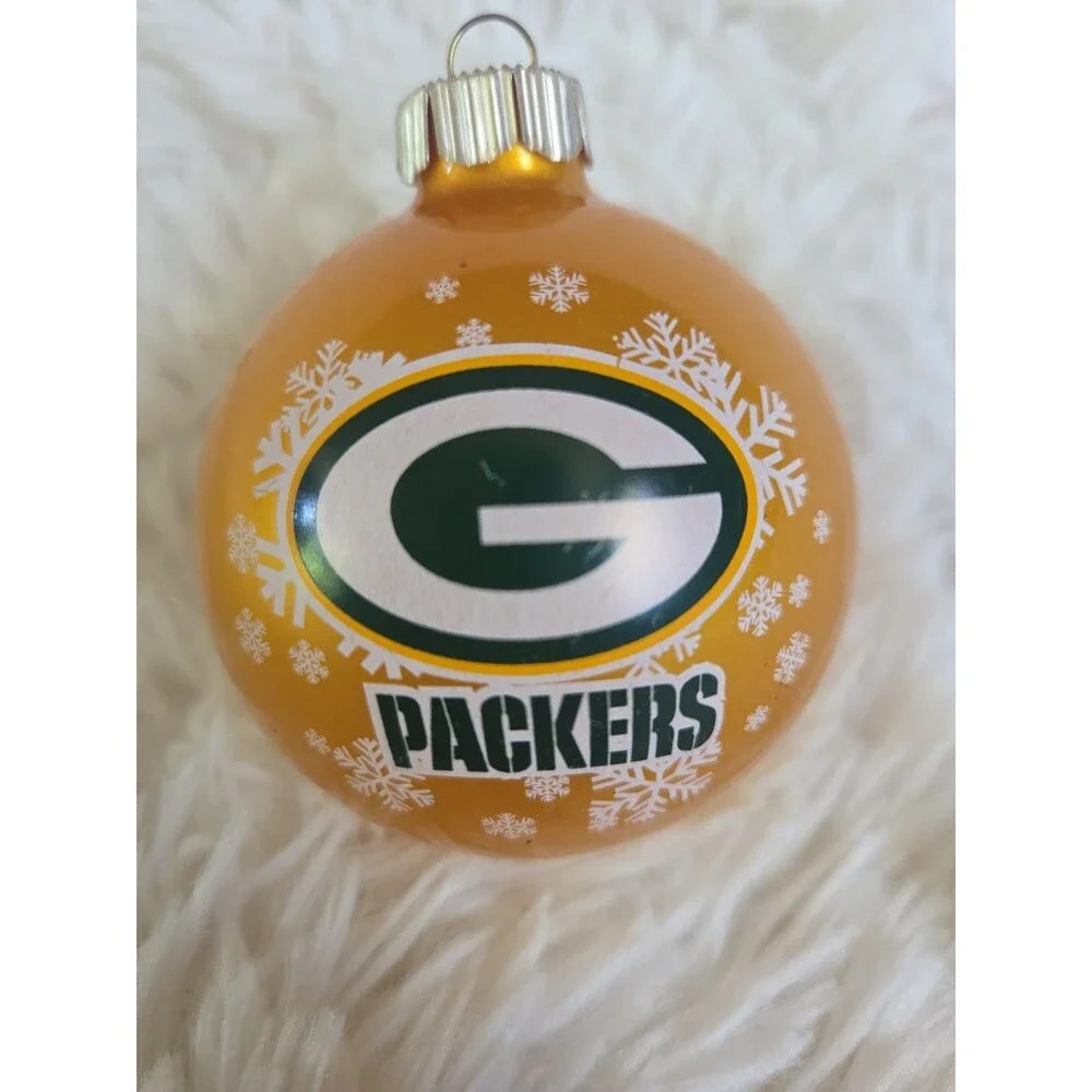 Green Bay Packers Yellow NFL Round  Tree Ornament Football Wisconsin